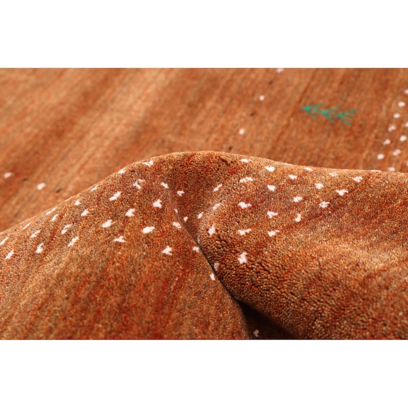 ECARPETGALLERY Hand Loomed Kashkuli Gabbeh Burnt Orange Wool Rug - 5'0 x 7'7