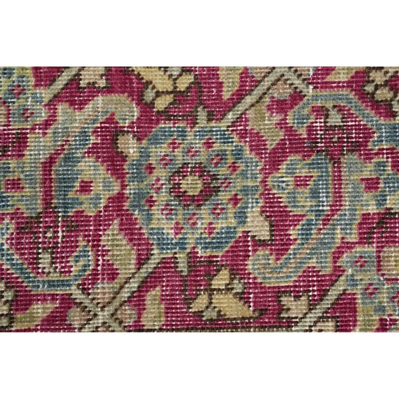 Hand Knotted Oriental 100% Wool Carpet Traditional All-Over Pink Tabriz Area Rug - 11' 11'' X 9' 0''