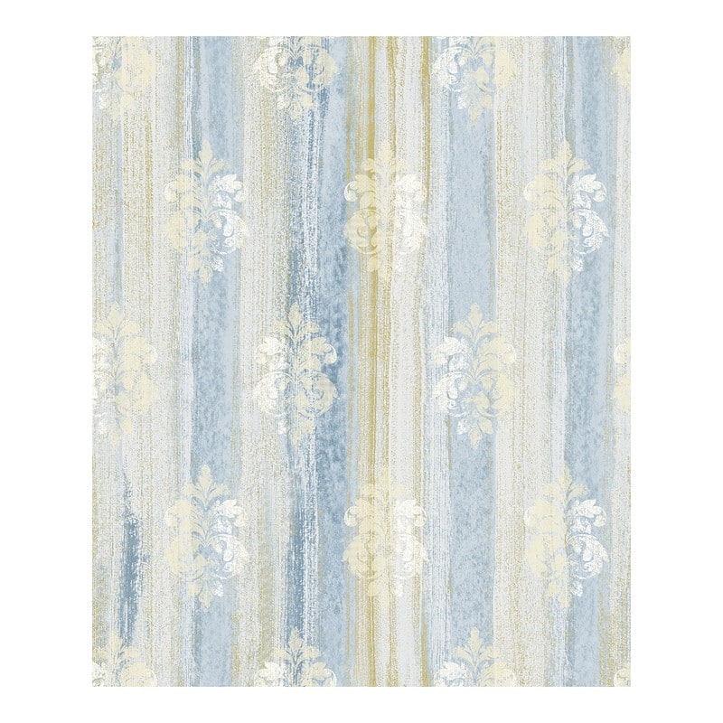 Advantage Alison Blue Damask Motif Wallpaper - 21 x 396 x 0.025