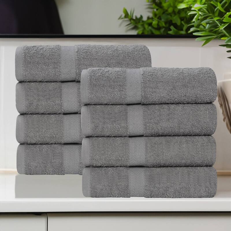 Superior Franklin Cotton Lightweight Hand Towel Set of 8 - Charcoal