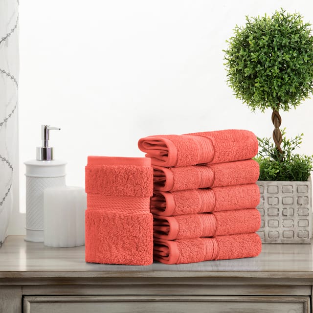 Marche Egyptian Cotton 6 Piece Face Towel Set by Miranda Haus - Coral