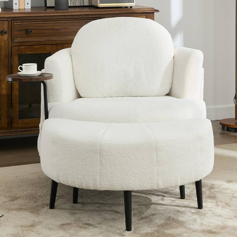 42" Modern Velvet Fabric Accent Chair with Ottoman Set