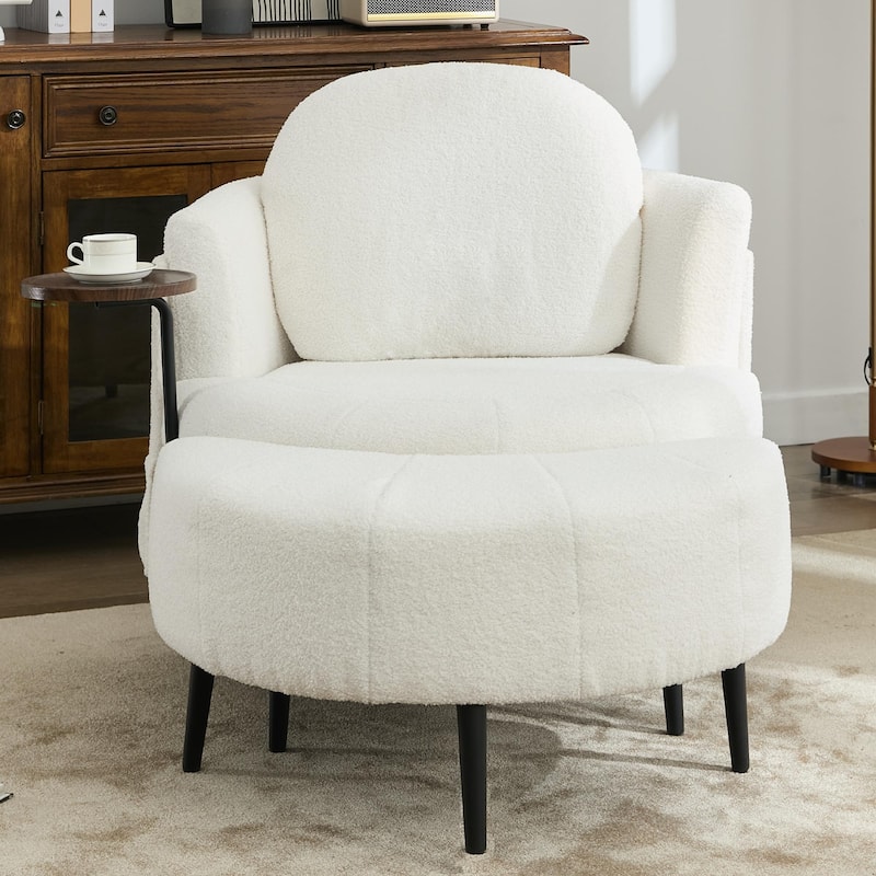 Lamb Velvet Sofa Chair with Footstool