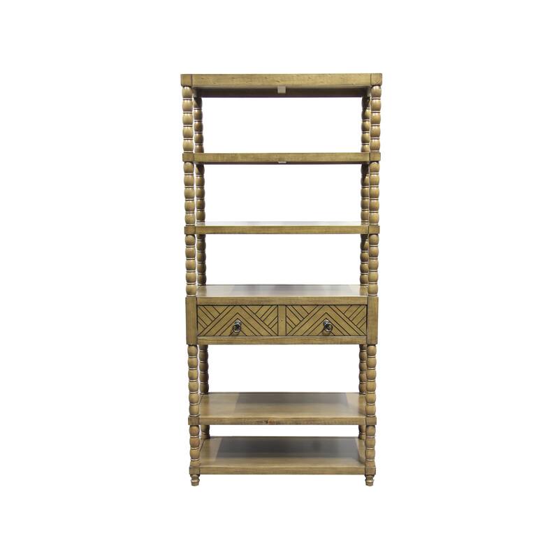 M4H Seine Solid Wood Country Etagere Bookcase - Brown