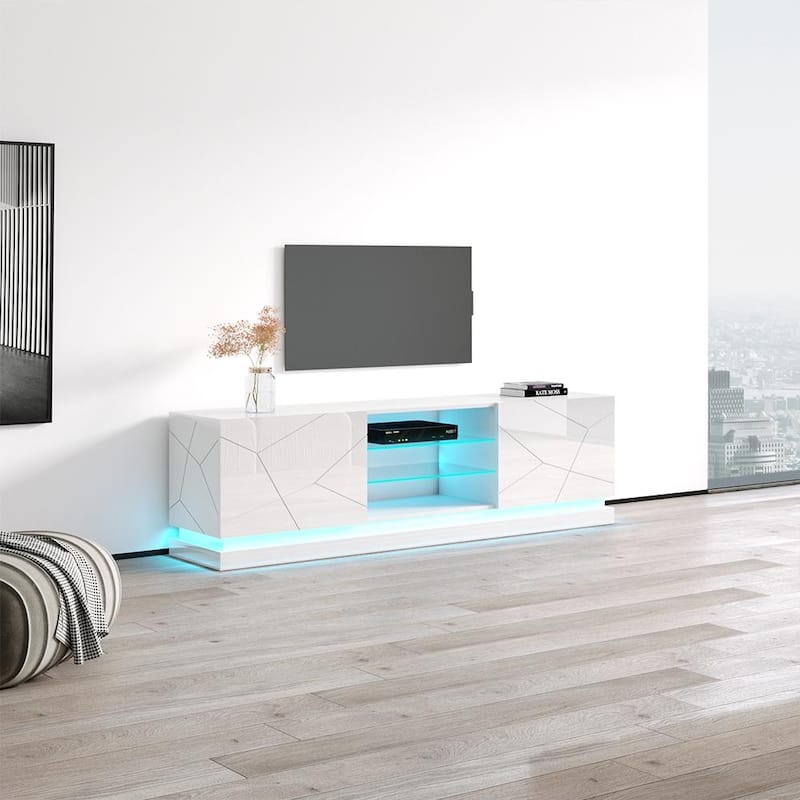 Qiu Modern Glossy White 63- OR 79-inch TV Console