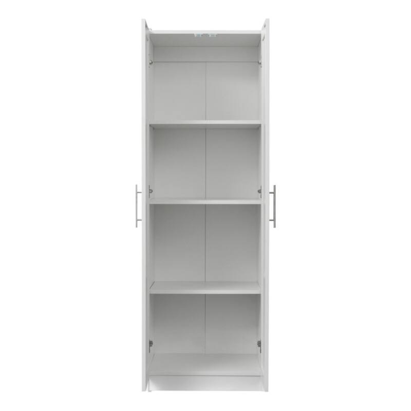 Roomfitters Tall Wardrobe & Kitchen Cabinet, 2-Door Storage Cupboard with 3 Shelves, White