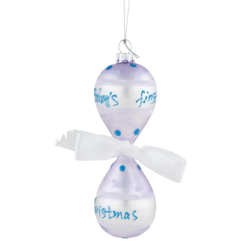 Baby Boy's First Christmas 2023 Glass Ornament - 5"