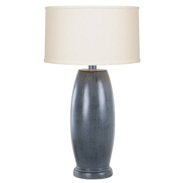 Ziya 29 Inch Table Lamp, Pedestal Stand, Drum Shade, Slate Gray and ...