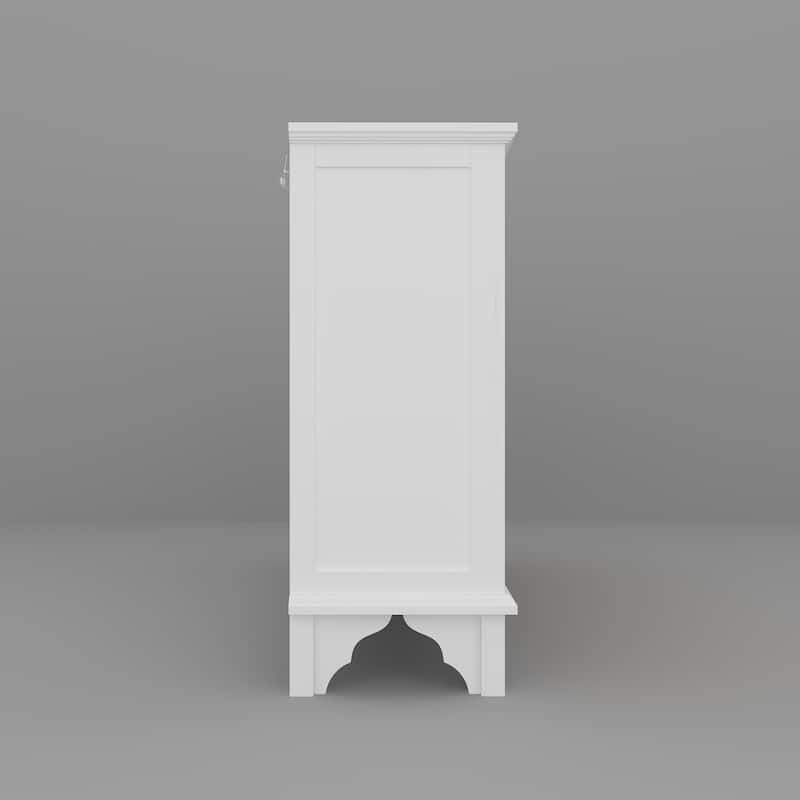 American Retro Solid Wood Carved White Buffet Cabinet Sideboard White Storage