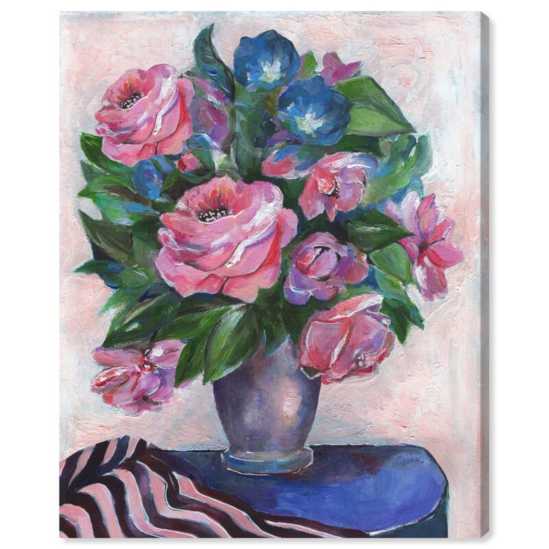 Wynwood Studio Canvas Floral and Botanical Romance is in the air Pink and Traditional Wall Art Canvas Print - Pink, Blue