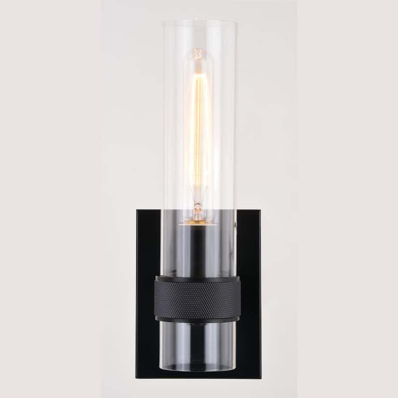 Bari 1 Light Contemporary Wall Sconce with Clear Cylinder Glass