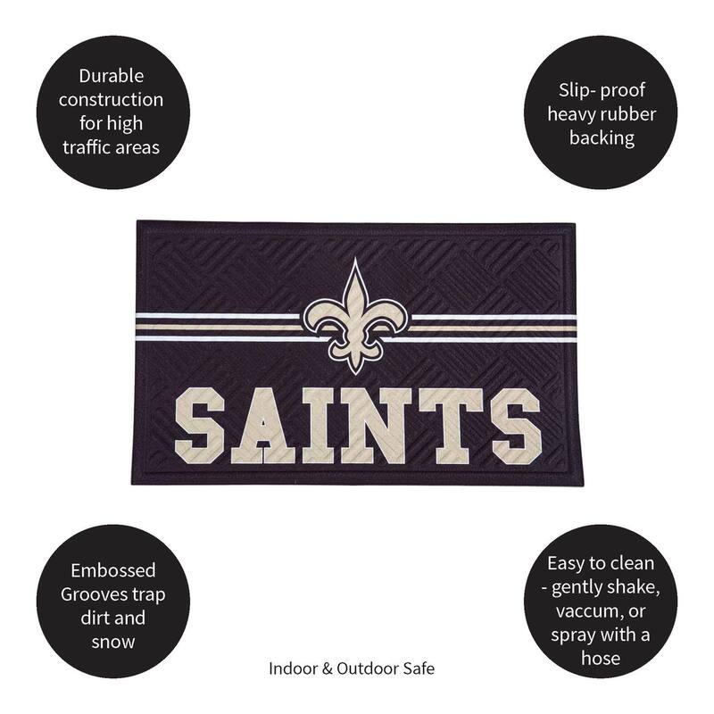 28 in. x 16 in. Embossed Mat, Cross Hatch, New Orleans Saints