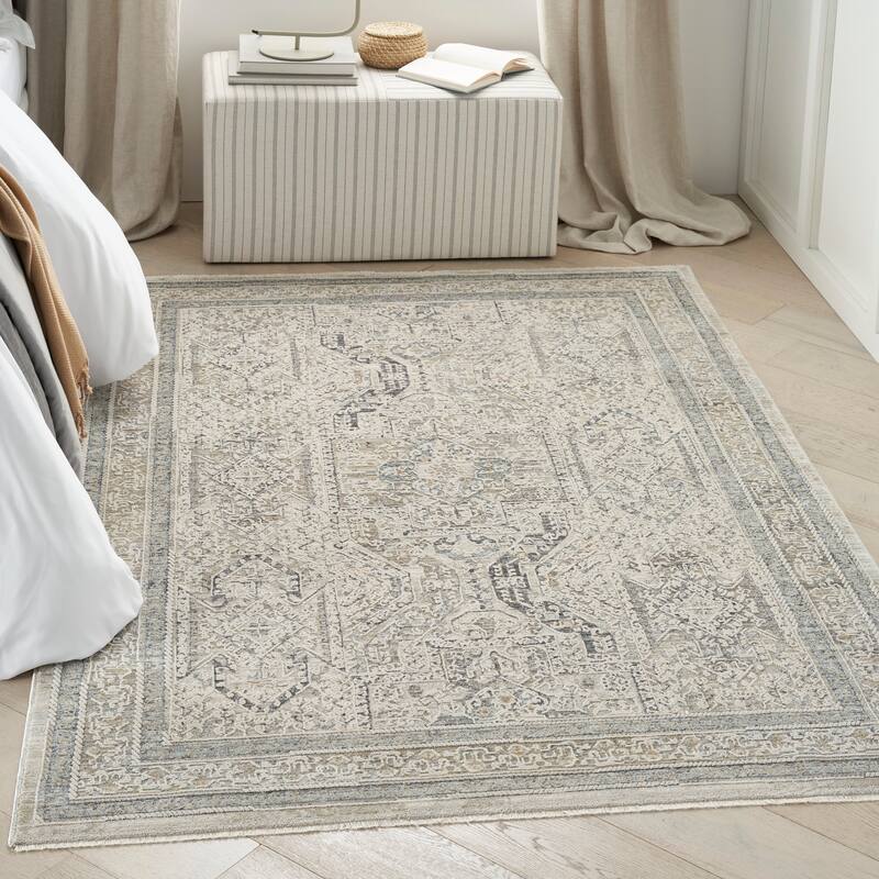 Nourison Nyle Vintage Persian Medallion Boho Area Rug - 5' 3" x 7' 10" - Ivory/Grey/Blue - Rectangle
