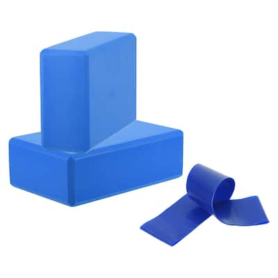 2Pcs Yoga Blocks and 1Pcs Resistance Band Set EVA