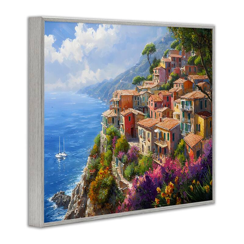 Stupell Coastal Seaside Village View Framed Giclee Art Design By Franklyn Gregory