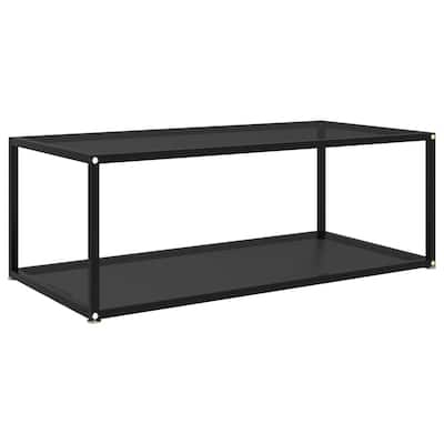 vidaXL Coffee Table Black 39.4"x19.7"x13.8" Tempered Glass - 39.4" x 19.7" x 13.8"