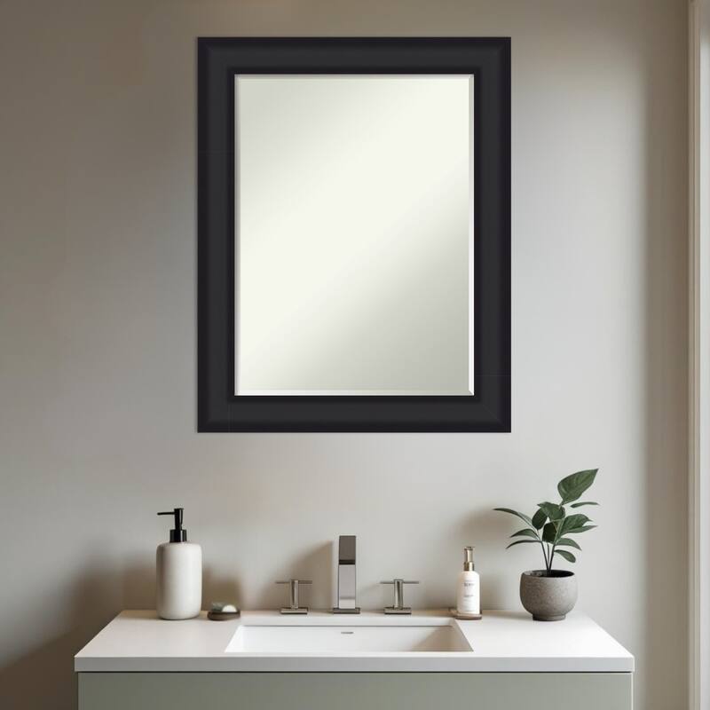 Oliver Half-Inch-Bevel Wood Framed Bathroom Vanity Wall Mirror