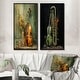 preview thumbnail 1 of 10, Designart "Bassoon Beauty Opulent Olive" Music Framed Art Set Of 2 - Traditional Wall Art Set Green Wall Decor 2 Pieces 25 in. wide x 28 in. high - Black