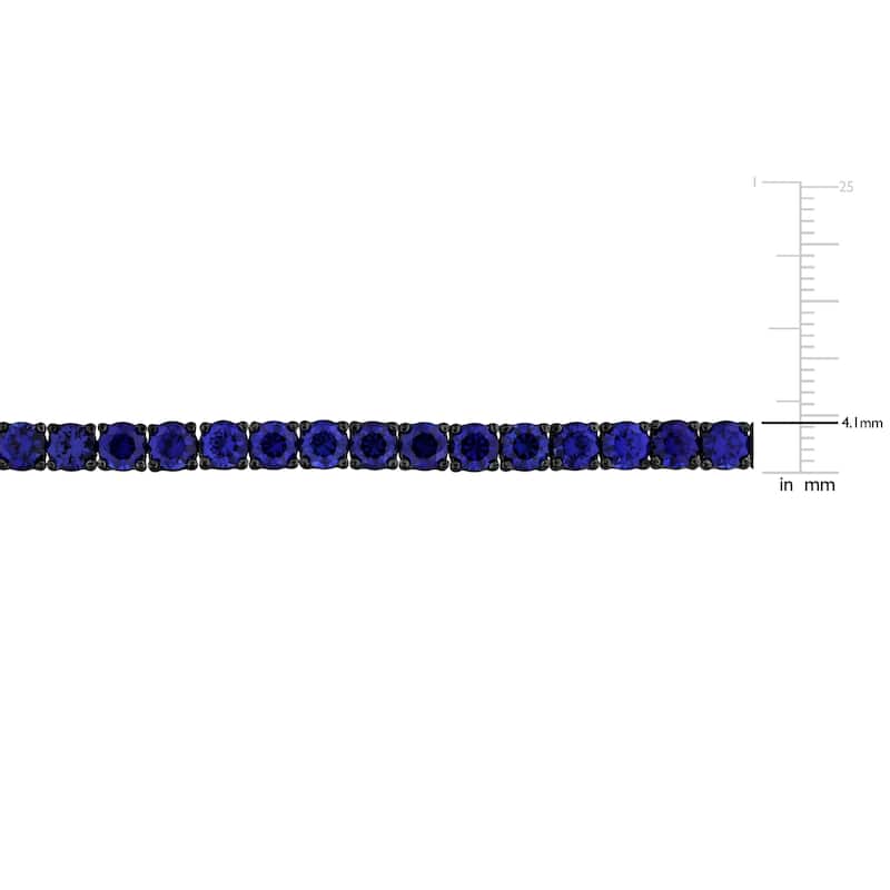 Miadora Men's 15 1/2ct TGW Created Blue Sapphire Tennis Bracelet Black Rhodium Silver- 9in