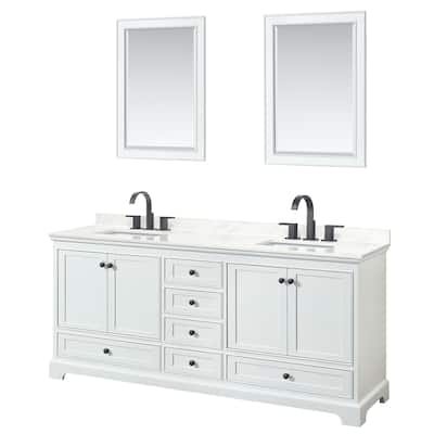 Deborah 80-inch Double Vanity, Quartz Top, 24-inch Mirrors
