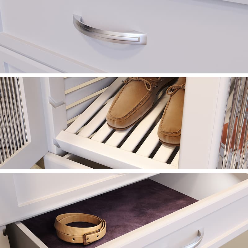 John Louis Home Solid Wood Walk-In Closet System with 5-Drawers and Doors White