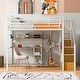 preview thumbnail 1 of 22, Full Size Metal Loft Bed with Wardrobe, Built-in Wood Tabletop Desk, Storage Shelves and Storage Stairs for Bedroom White - Full