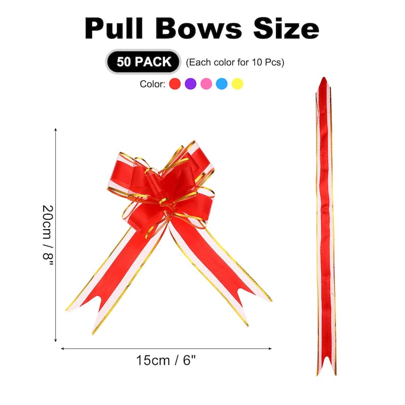 50pcs Pull Bows 5.9 Inch Wide Ribbon Gift Bows for Gift Wrapping Multicolored - Multicolored