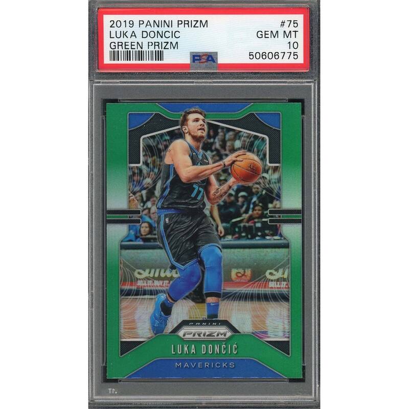 Luka Doncic 2019 Panini Prizm Green Prizm Basketball Card #75 Graded PSA 10 - 8'6" x 11'6"