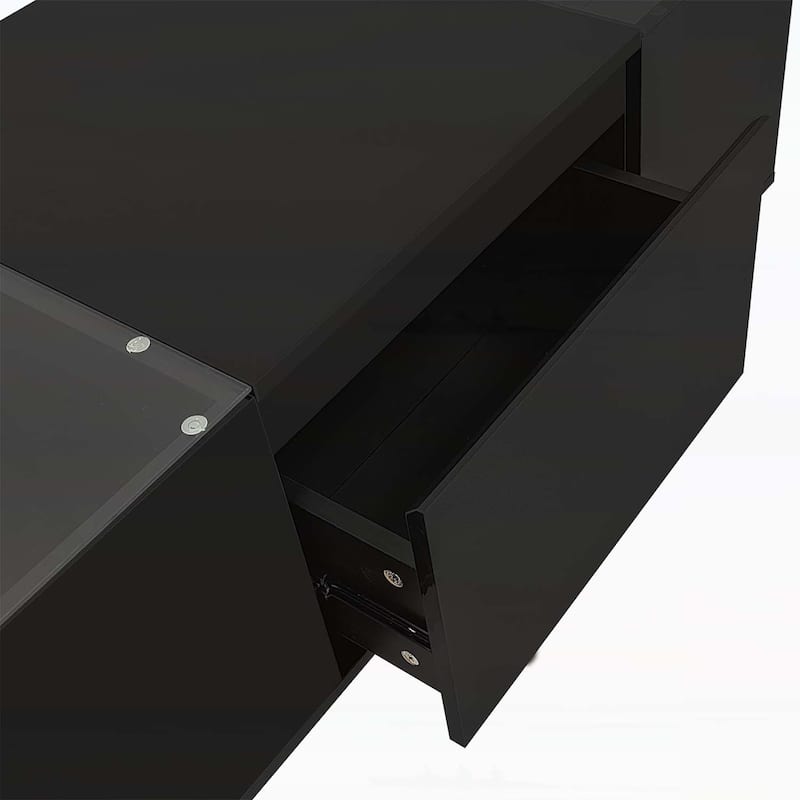 Coffee Table with Open Storage Compartment and 2 Hidden Drawers for Living Room