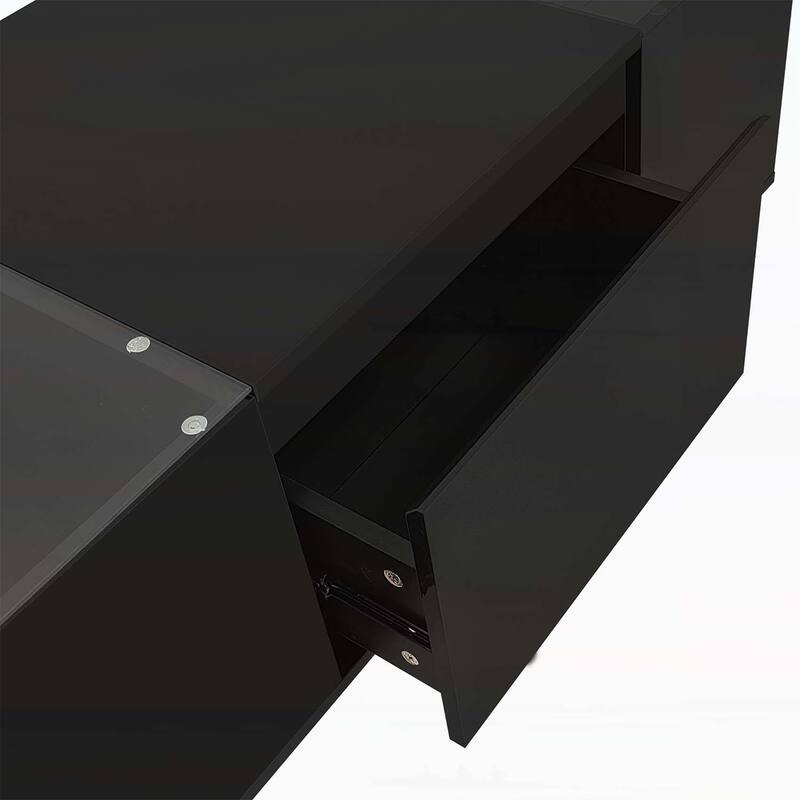 Modern Center Table with Open Storage and 2 Hidden Drawers for Living Room