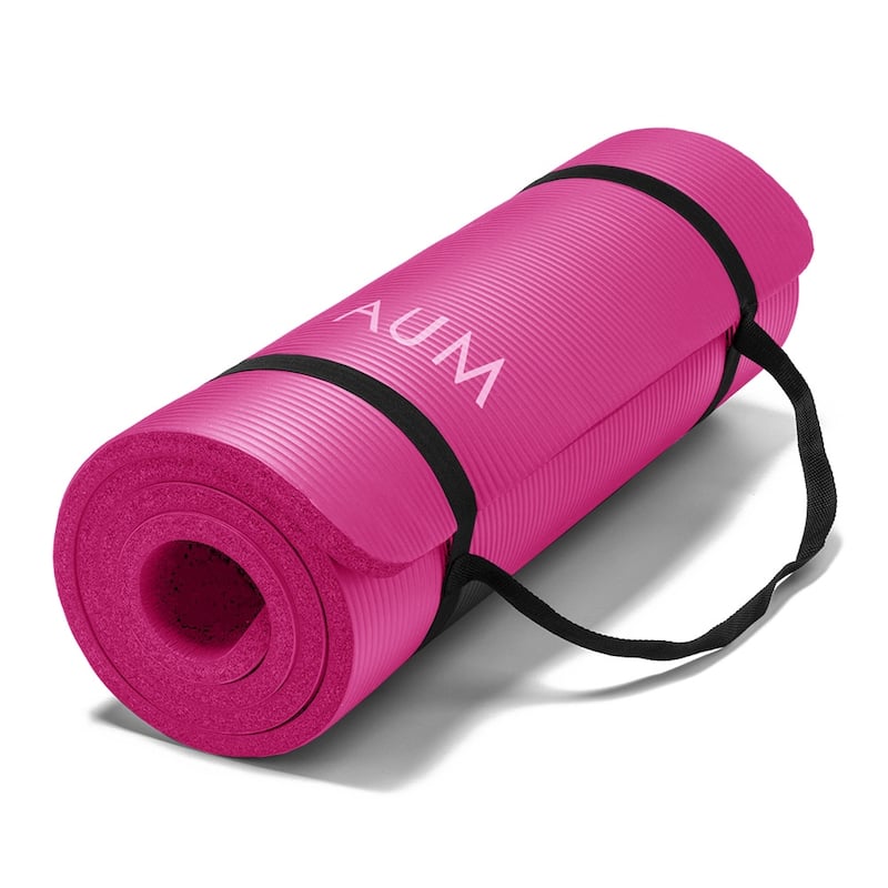 AUM High Density HD Foam Tech Yoga Exercise Mat - 72" x 24" x 1/2" - Pink