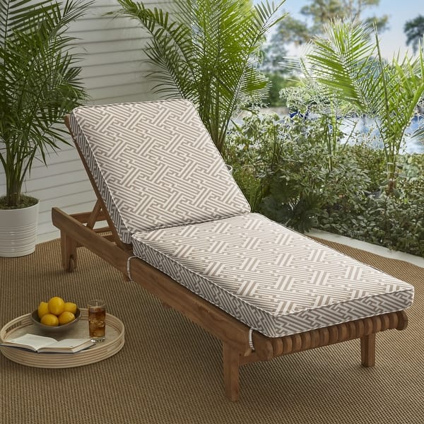 Sorra Home Outdura Labyrinth Ochre Indoor/Outdoor Corded Chaise Lounge Cushion Bed Bath