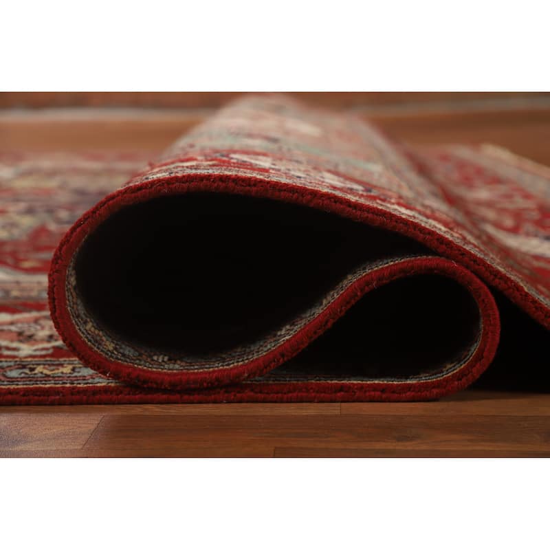 Hand Knotted Oriental 100% Wool Carpet Traditional Medallion Beige & Ivories Heriz (serapi) Area Rug - 12' 2'' X 8' 9''