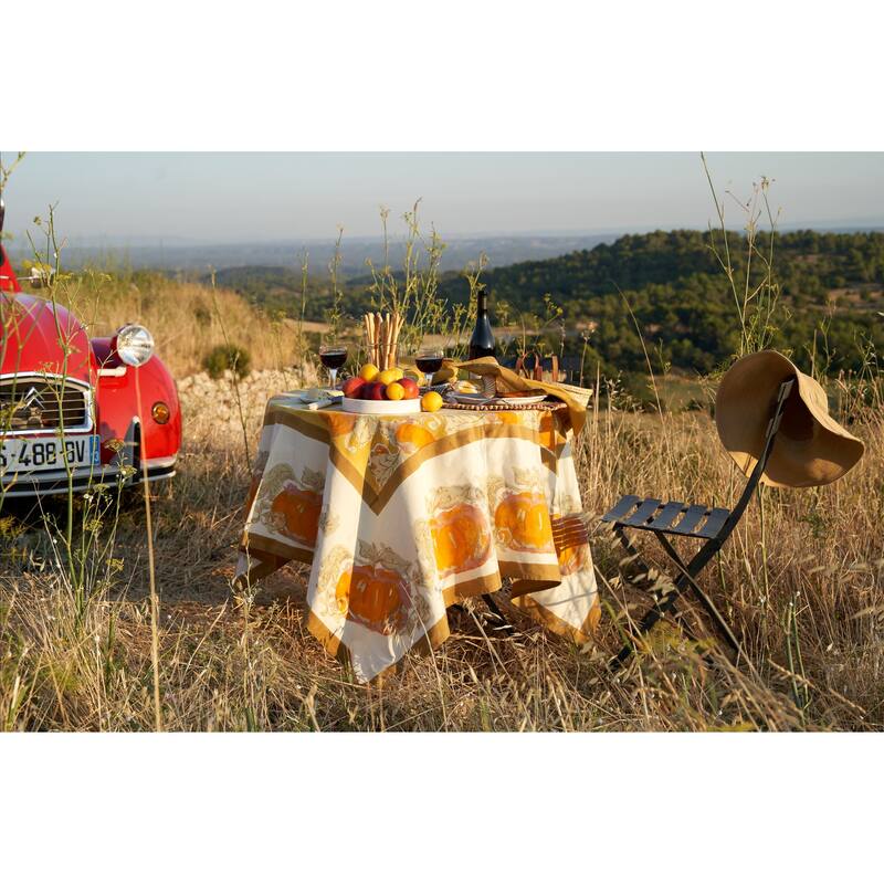 Couleur Nature Pumpkin Harvest Square Cotton Tablecloth