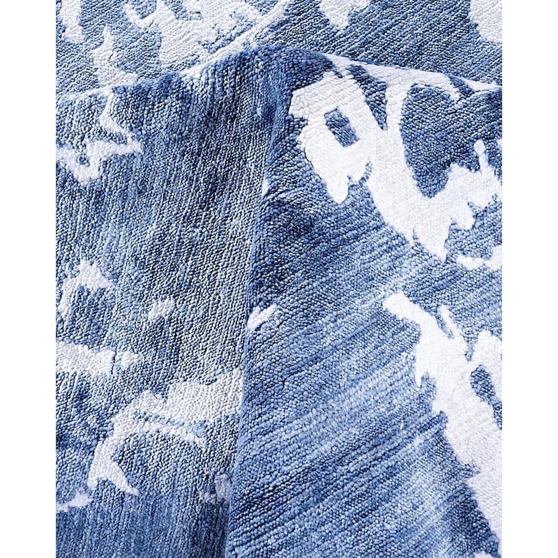 Modern One-of-a-Kind Hand-Knotted Area Rug, Blue - 9' 2" x 12' 0"