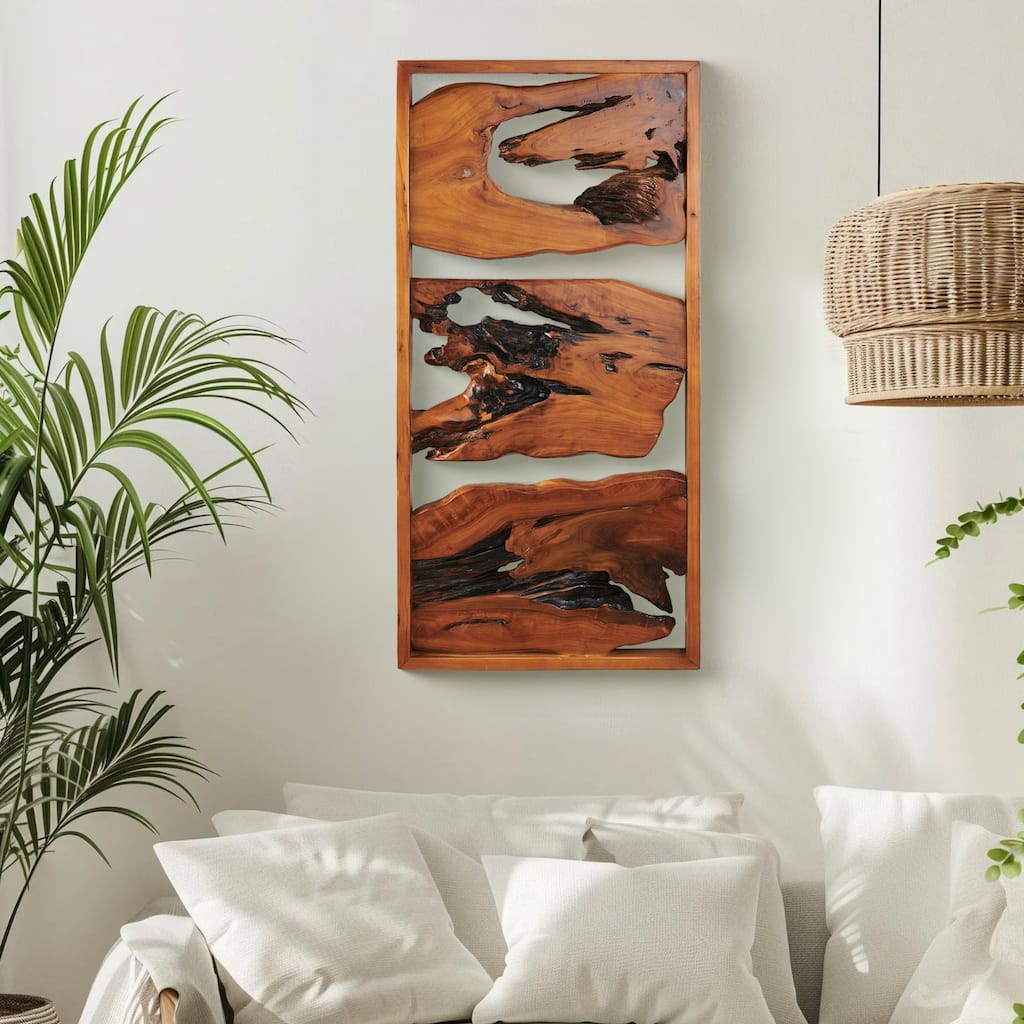 Greenage Rustic Cedar Live-Edge Carved Wall Art