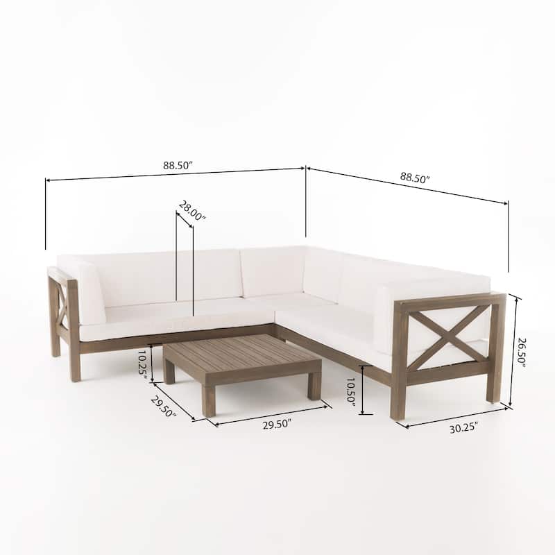 Brava Acacia Outdoor Sectional Chat Set by Christopher Knight Home - 88.50" L x 88.50" W x 26.50" H