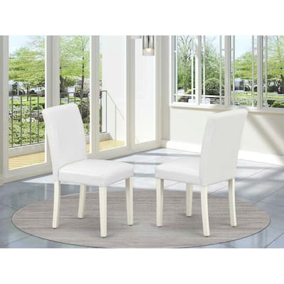 Round Dining Table Set - White PU Leather Chairs - Solid Wood Kitchen Table - Small Space Dining