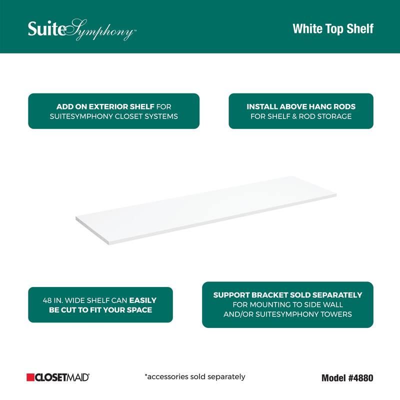 ClosetMaid SuiteSymphony 47.7-inch Wide Top Shelf