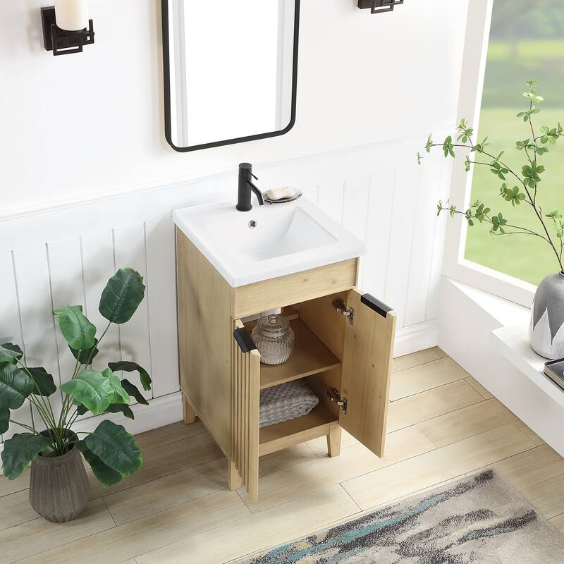 Palos Single Bath Vanity with Ceramic Basin Top without Mirror