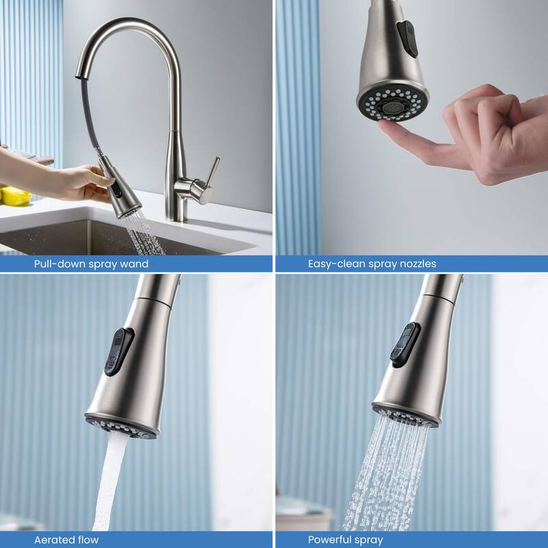 Bari-T Single Handle Pull Down Kitchen Sink Faucet