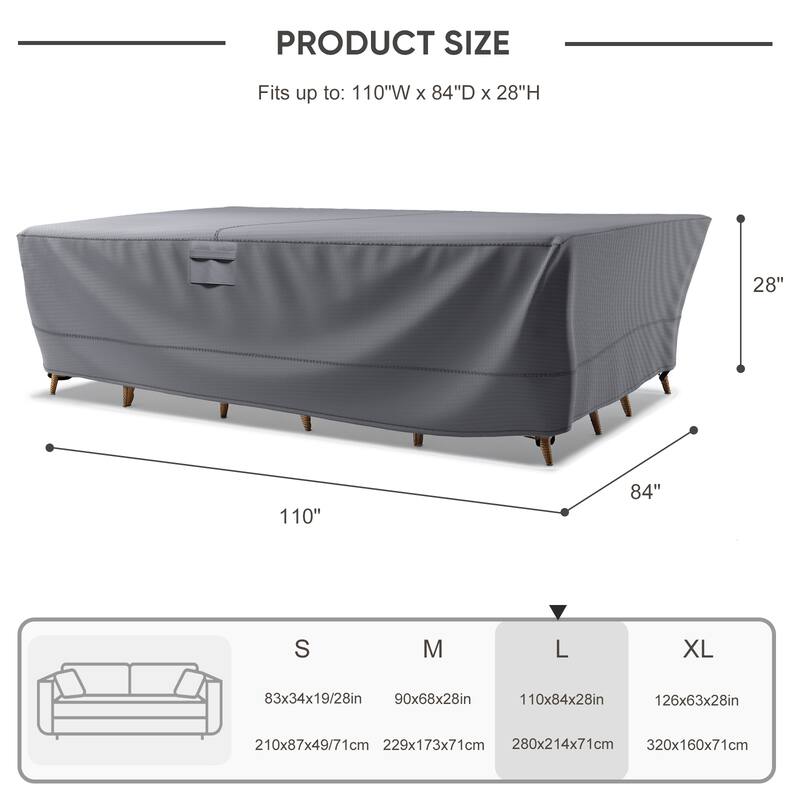 Meyreso Waterproof Heavy Duty Patio Furniture Cover, 600D Oxford, Breathable & Windproof