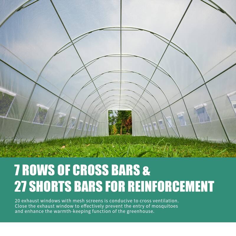 EROMMY Large Walk-in Greenhouse, Portable Greenhouse with 2 Roll-up Zippered Doors&20 Screen Windows, Tunnel Garden Plant