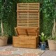 preview thumbnail 2 of 12, Roomfitters Outdoor Storage Bench with Back Rack, Solid Wood Patio Deck Box with Shelves for Garden or Porch, Teak