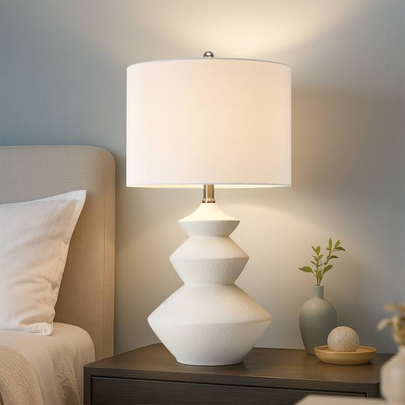 Fulham 3-Way Ceramic Table Lamp with Drum Shade - 25 in. H