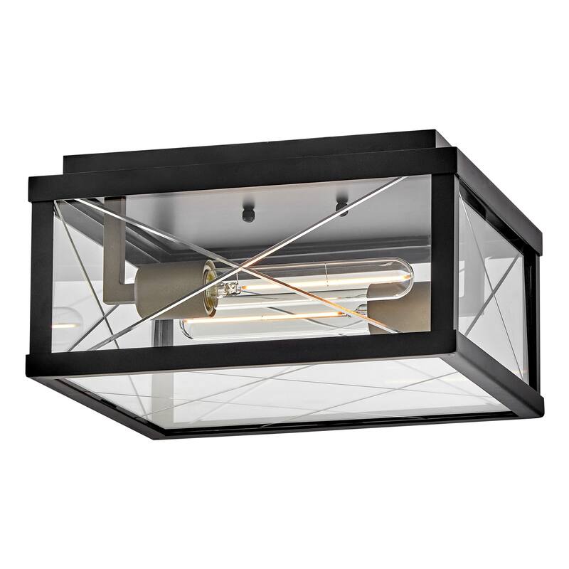 Hinkley Lighting 28881 Monte 2 Light 12" Wide Flush Mount Square - Black / Burnished Bronze
