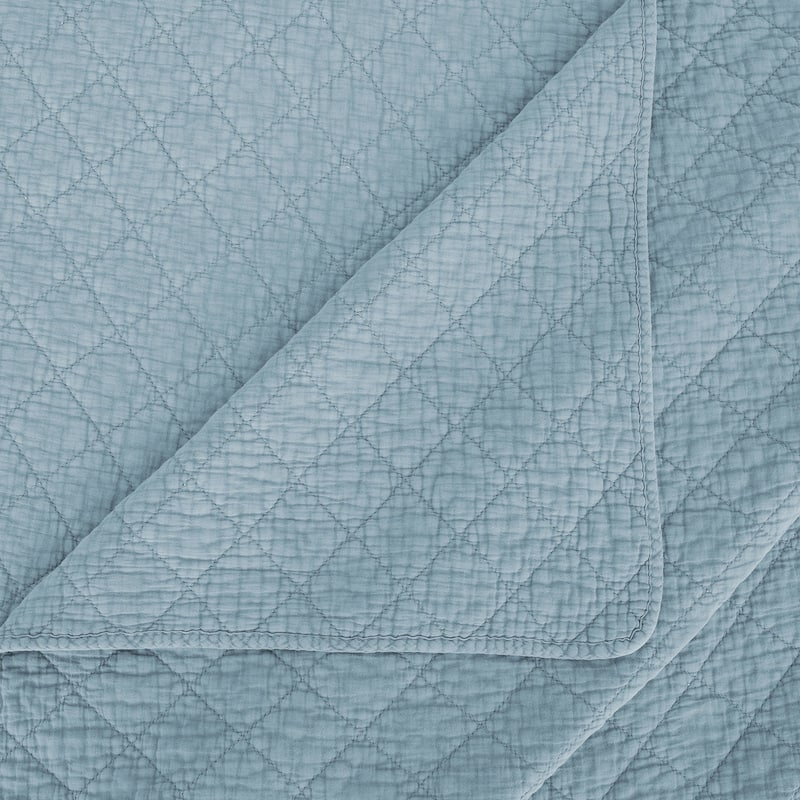 HiEnd Accents Stonewashed Cotton Gauze Traditional Style Solid Color Diamond Stitch 3 Piece Quilt Set
