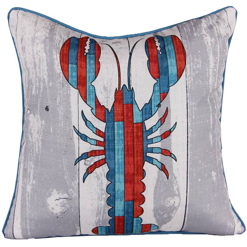 20" x 20" Nautical Indoor Throw Pillow with Welt - Turquoise and Coral