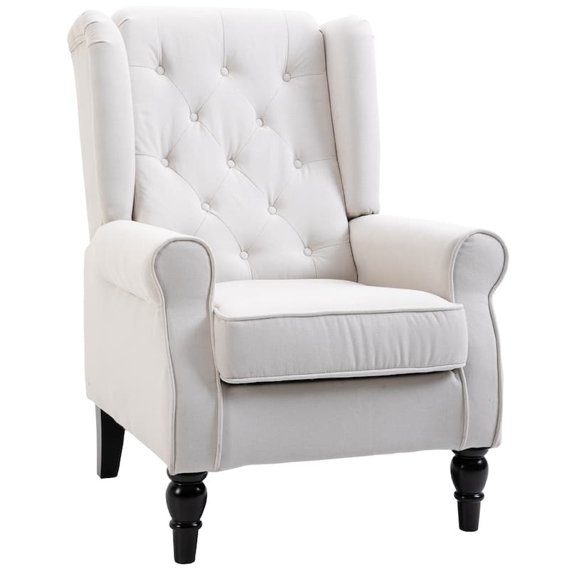 HOMCOM Copper Grove Guanta Tufted Wood Leg Accent Chair
