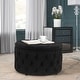 preview thumbnail 10 of 8, Adeco Round Velvet Storage Ottoman Button Tufted Footrest Coffee Table